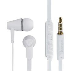 HAMA Joy headphones, in-ear, microphone, flat ribbon cable, white
