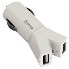 HAMA USB Car Charger 12V Color Line 2x USB,3.4 A White 