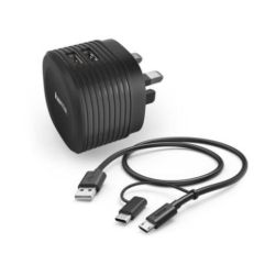 HAMA Dual USB Wall Charger Black With 2 In 1 Cable